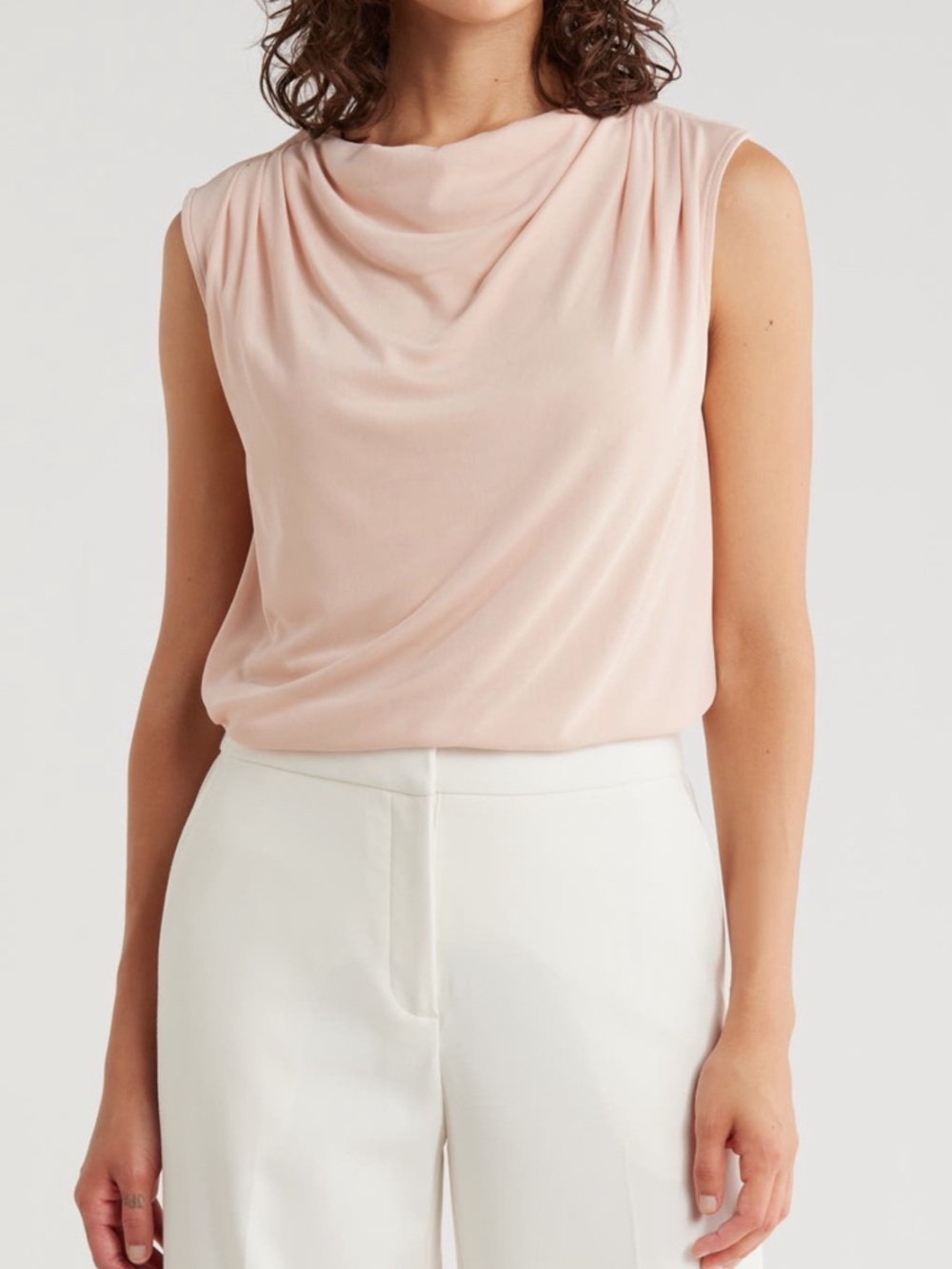 🦚2/$70🦚 CALVIN KLEIN NWT cowl neck Draped Sleeveless Blush Mesh Top/camisole